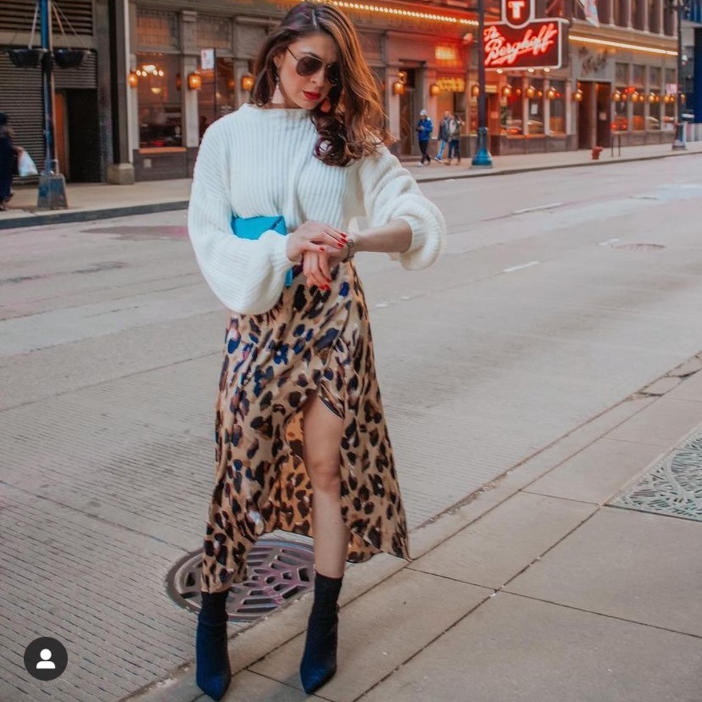 Wrap leopard maxi skirt